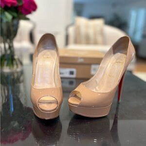 Christian Louboutin Nude Peep-Toe Heels